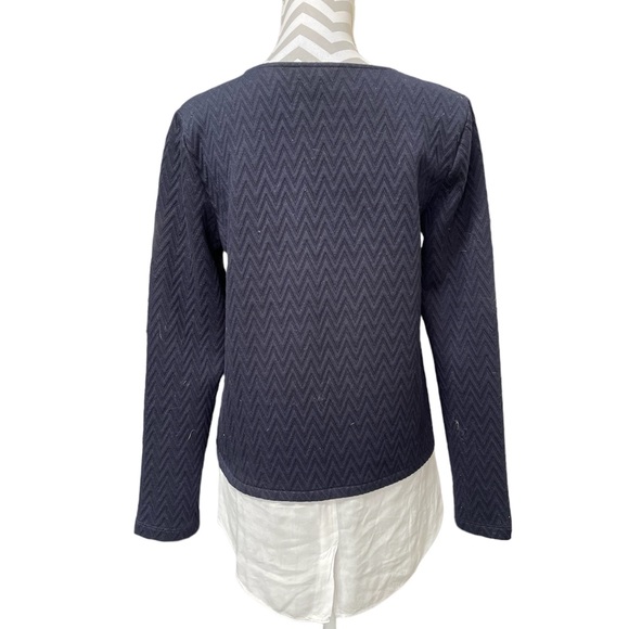 CROWN & IVY Navy Blue Long Sleeve Top Size: Small - Picture 4 of 6